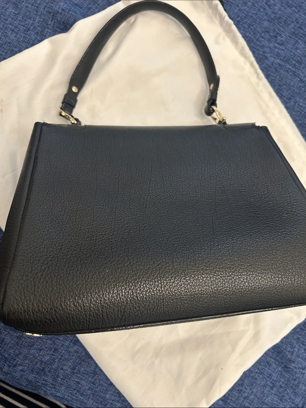 Trussardi Black Leather Top-Handle Satchel with Gold Snake Detail